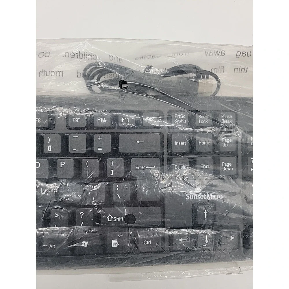 SunsetMicro SSM-Keyboard Anti-Splash Thinner Key Keyboard SSM-USB-BKBM NEW!